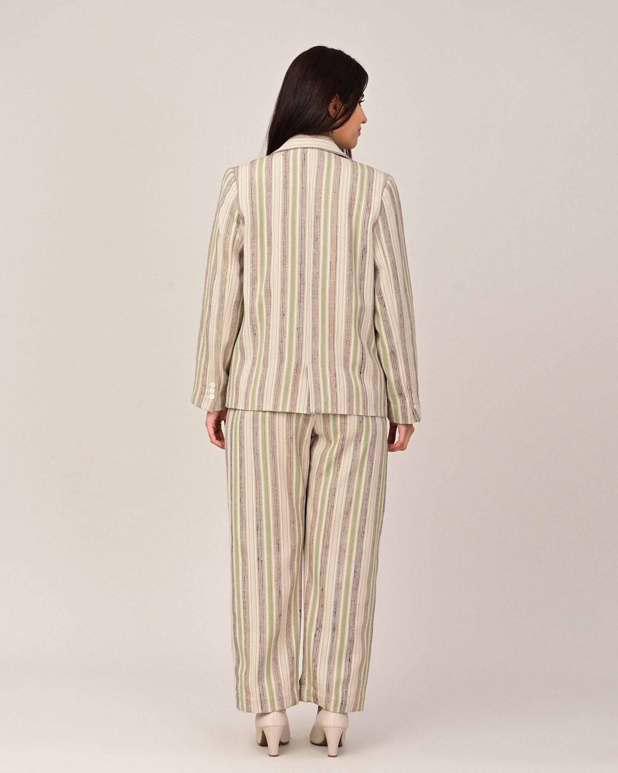 JOURNAL Silk Stripe Button Front Blazer