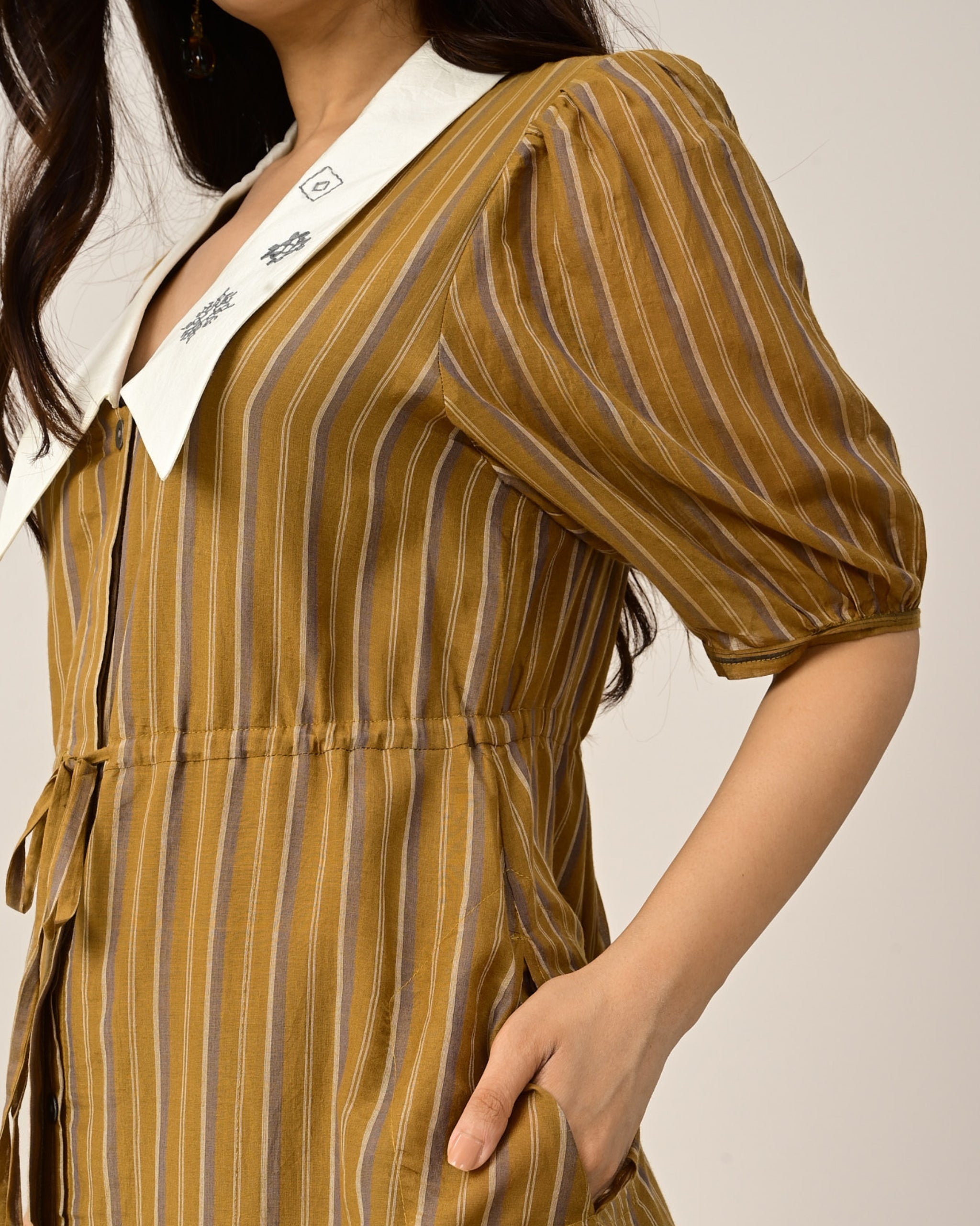 DIARY Kasuti Embroidery Collar Dress