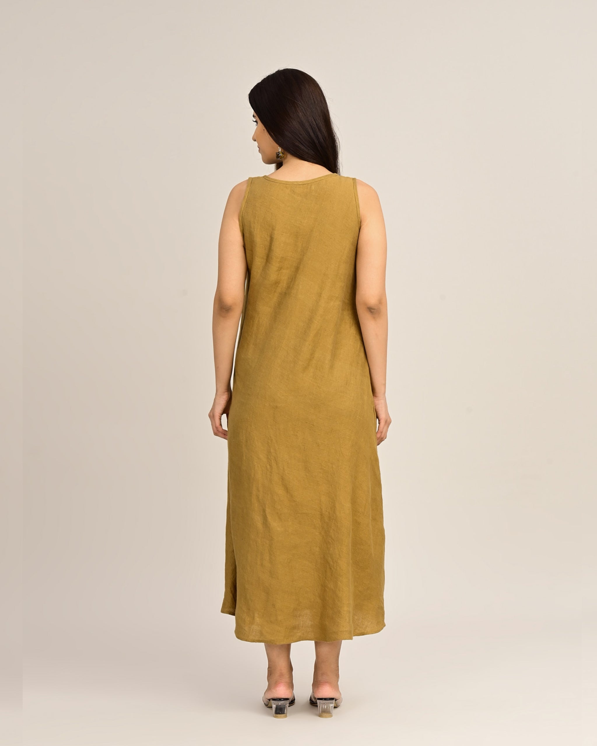 DEW Bias Cut Linen Twill Dress