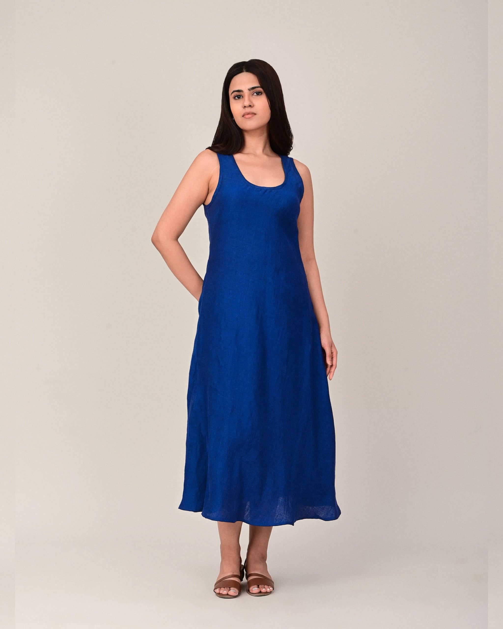 DEW Bias Cut Linen Twill Dress