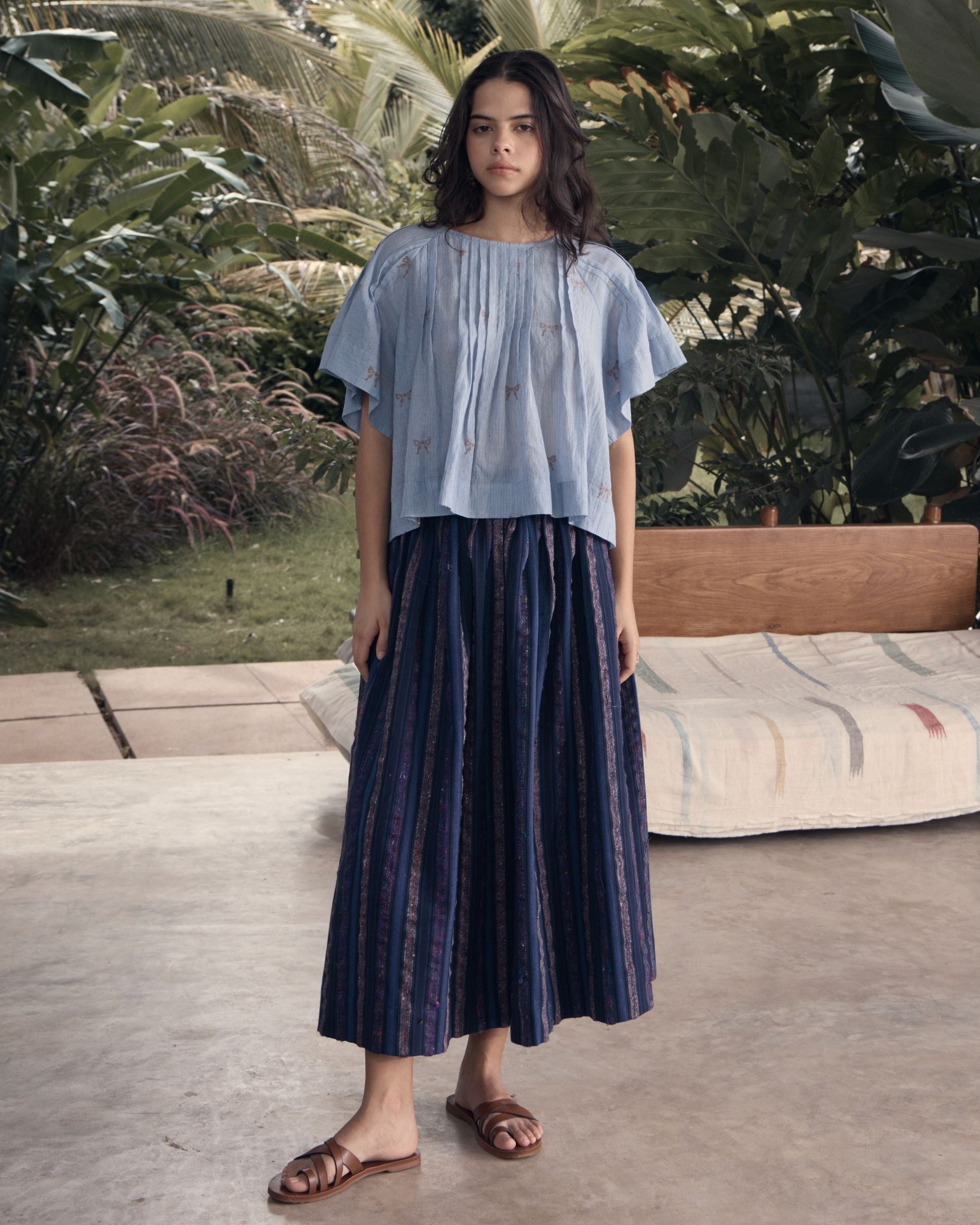 BREEZE Tuck Detail Jamdhani Blouse