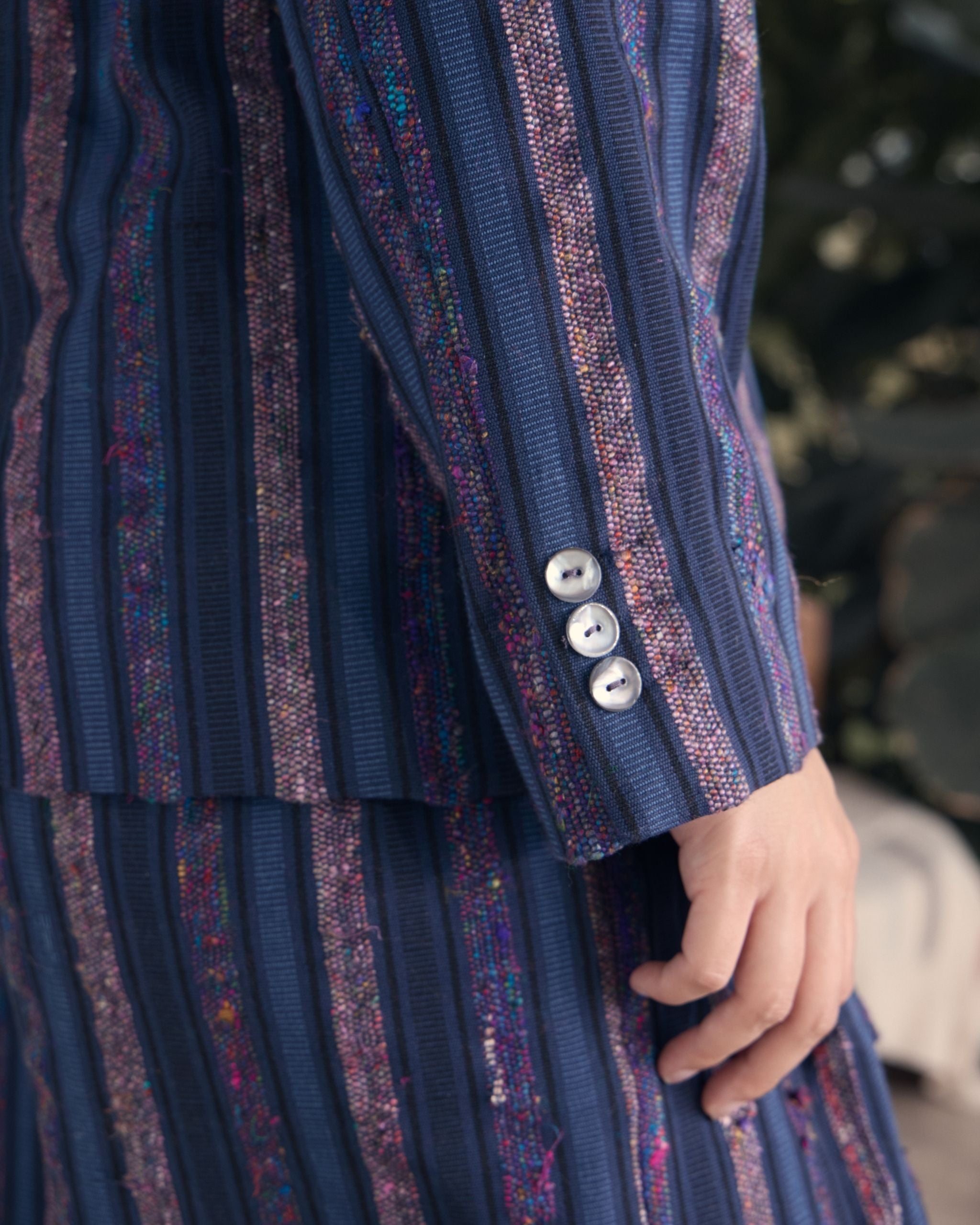 JOURNAL Silk Stripe Button Front Blazer
