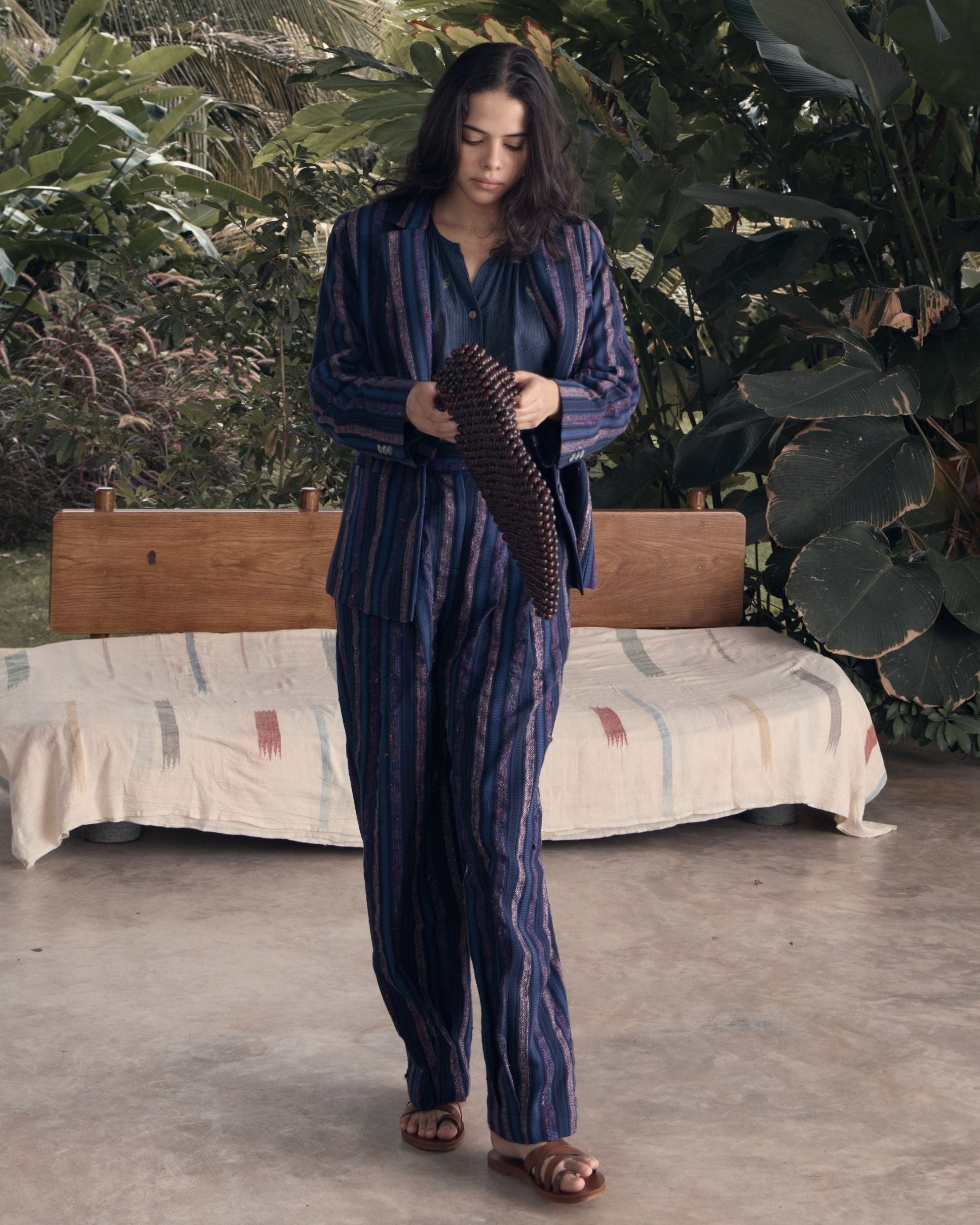 JOURNAL Silk Stripe Button Front Blazer