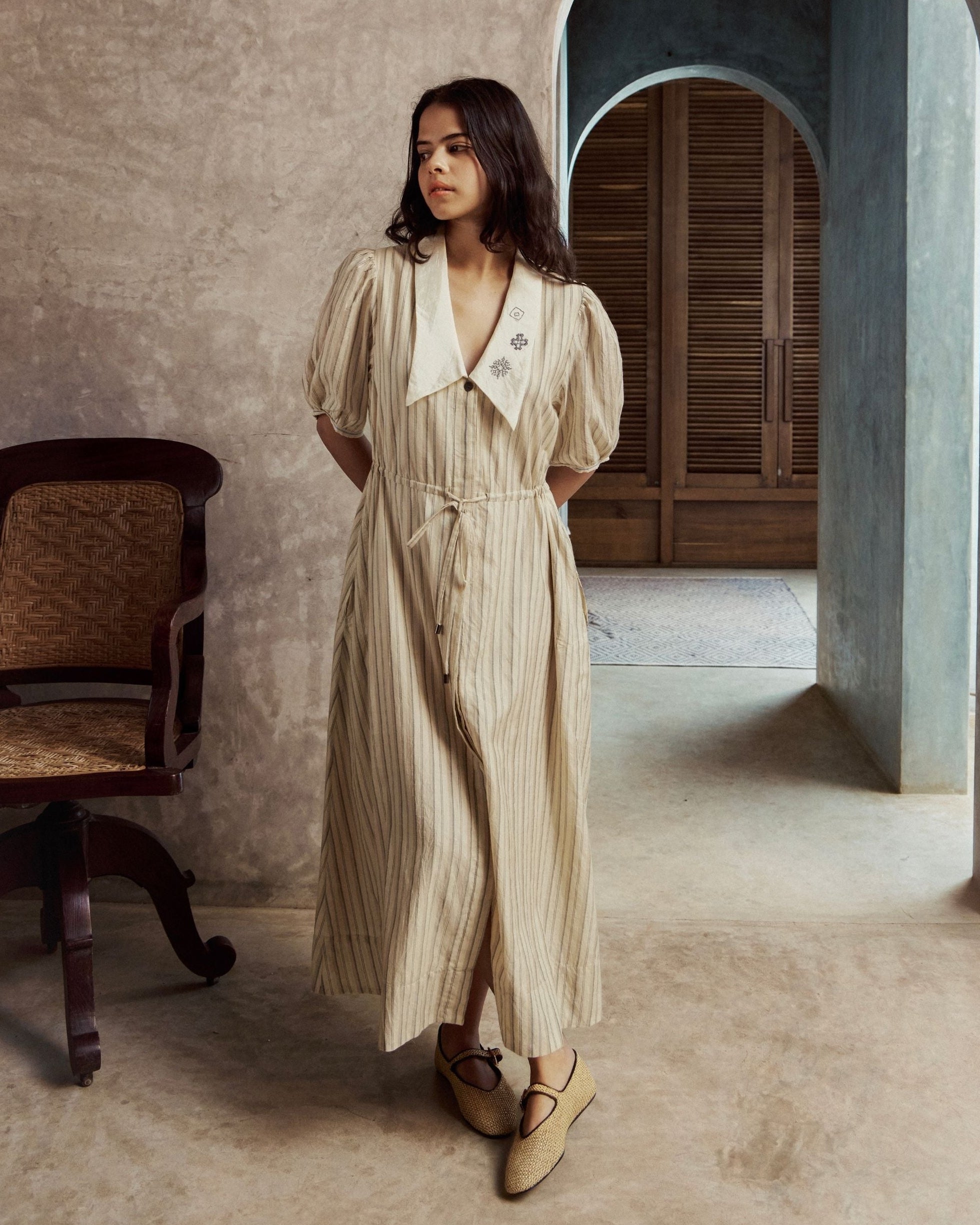 DIARY Kasuti Embroidery Collar Dress