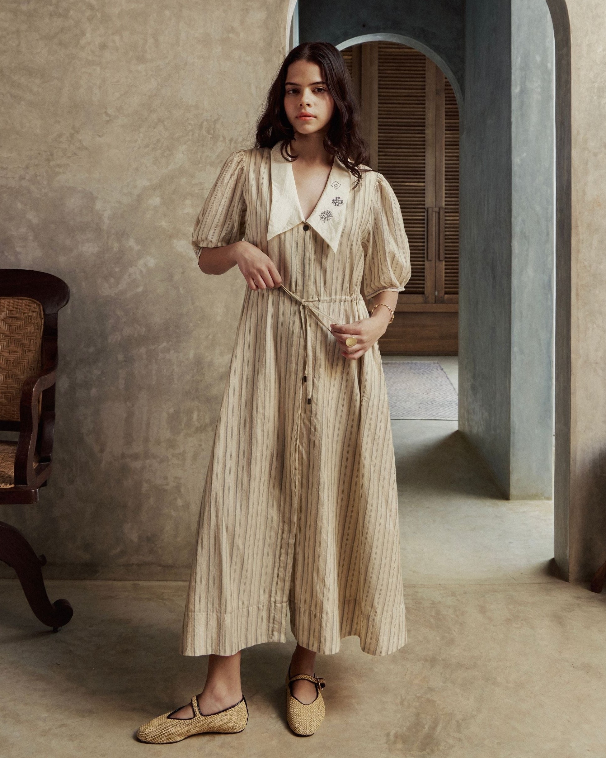 DIARY Kasuti Embroidery Collar Dress