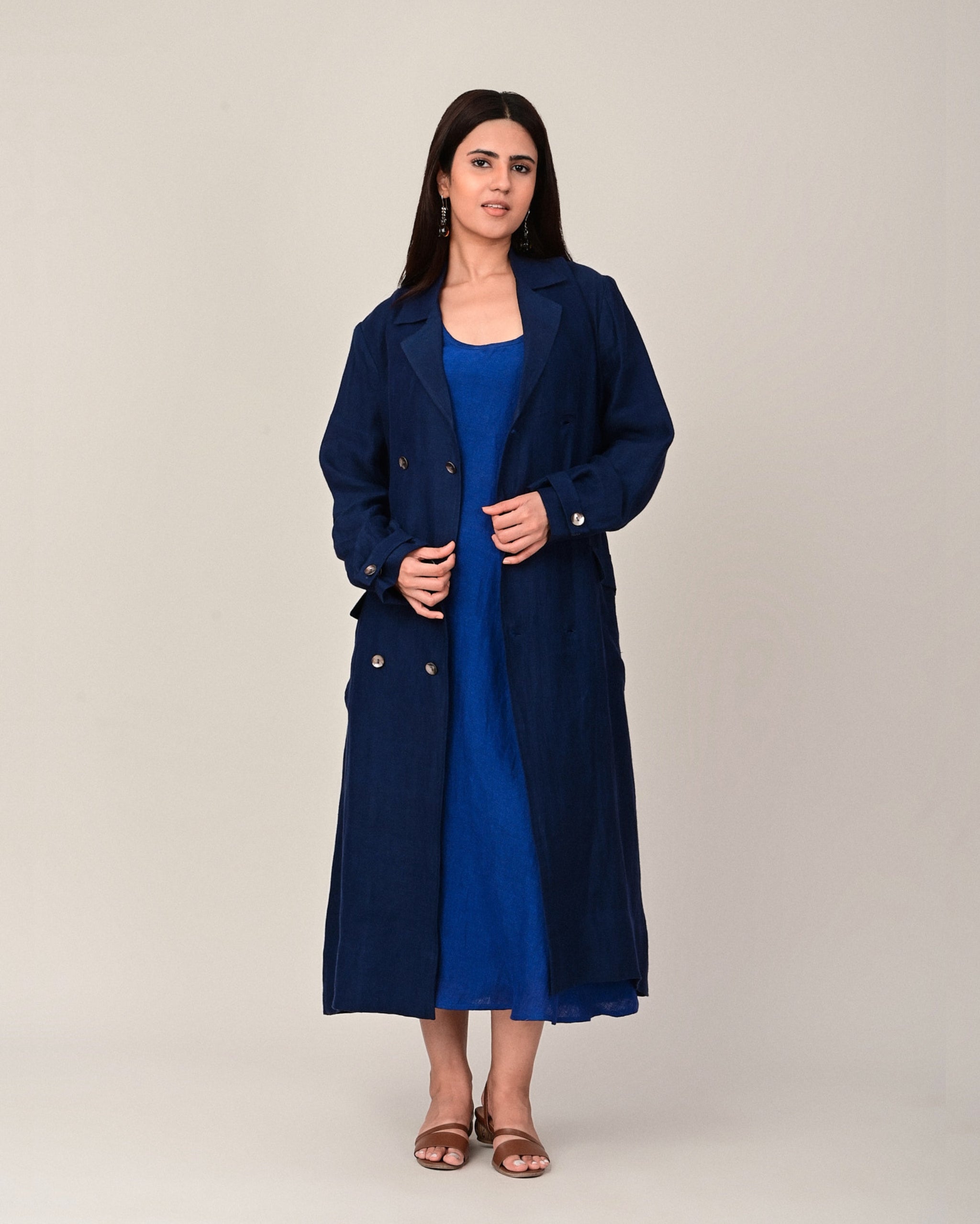 DEW Bias Cut Linen Twill Dress