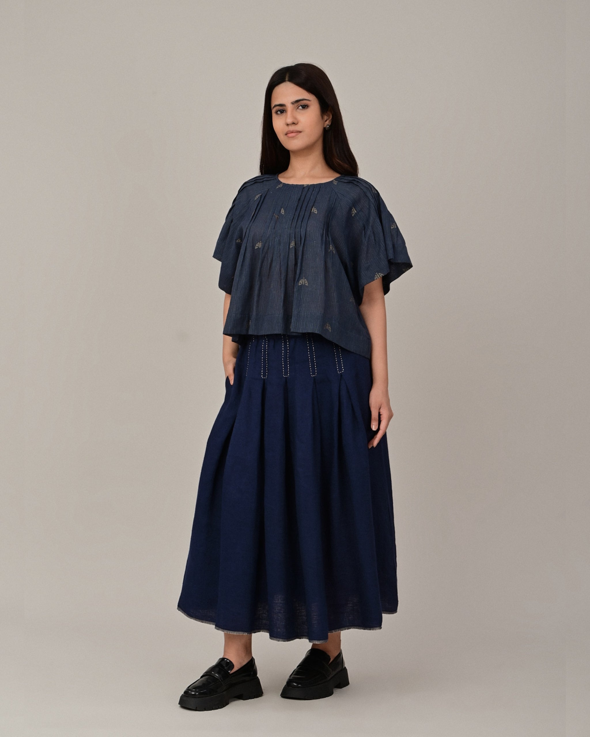 BREEZE Tuck Detail Jamdani Blouse