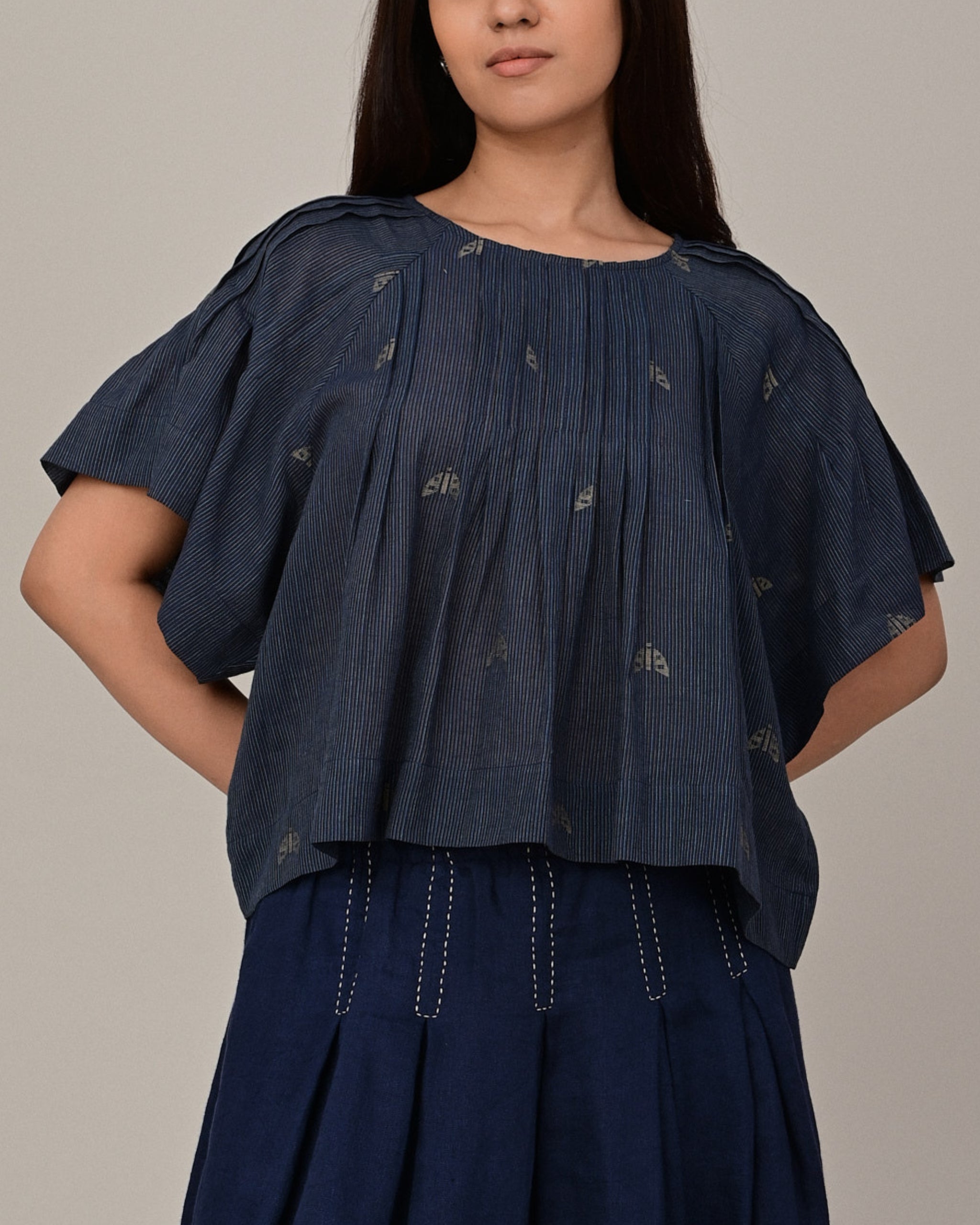 BREEZE Tuck Detail Jamdani Blouse
