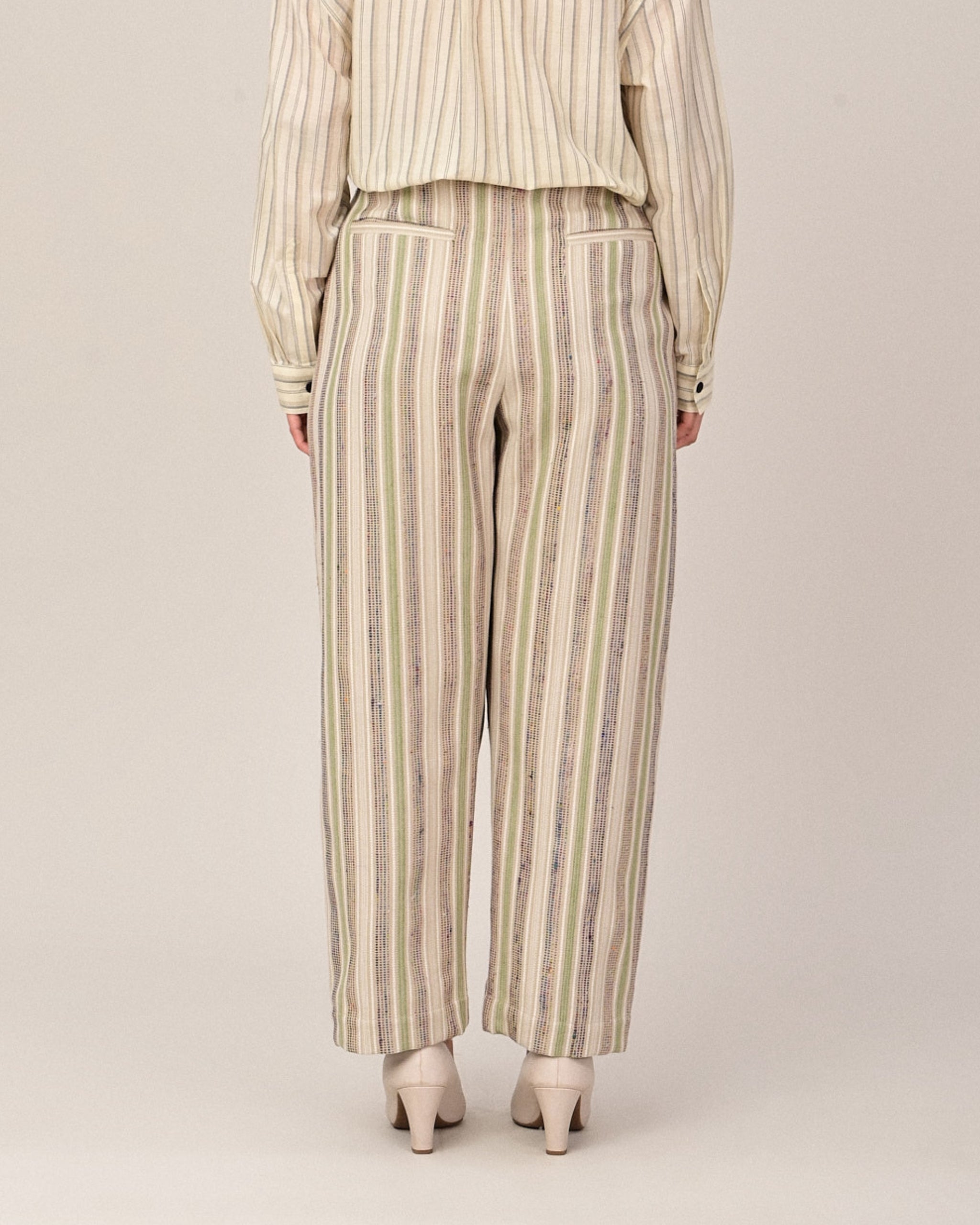 POETRY Silk Stripe Pleated Barrel Pants