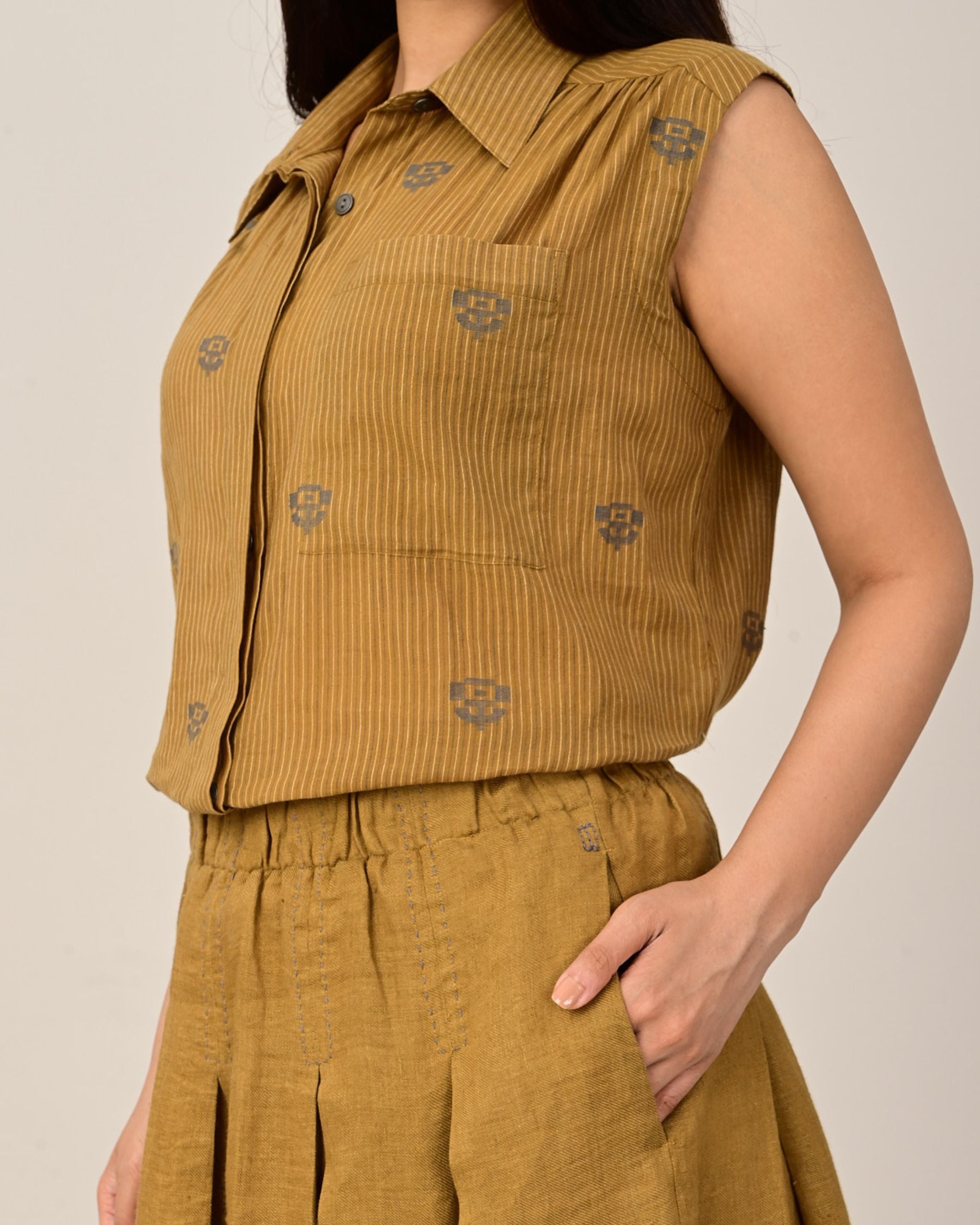 BANTER Sleeveless Jamdani  Shirt