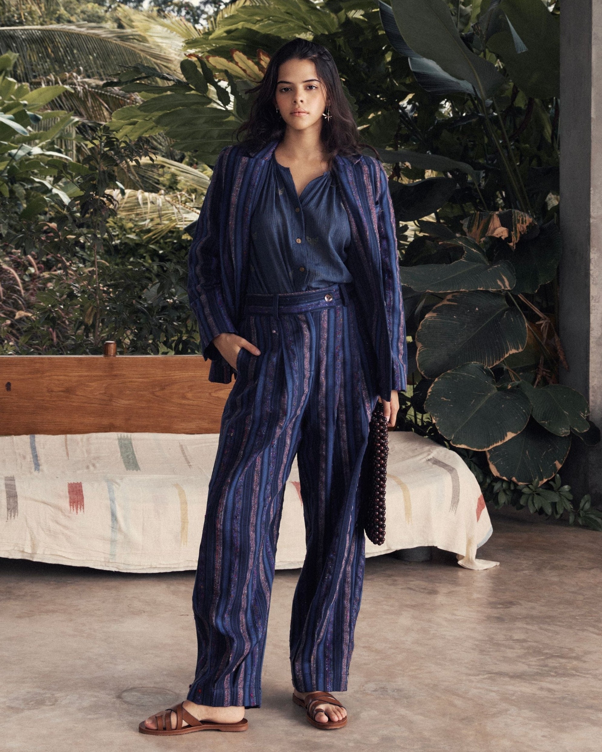 JOURNAL Silk Stripe Button Front Blazer